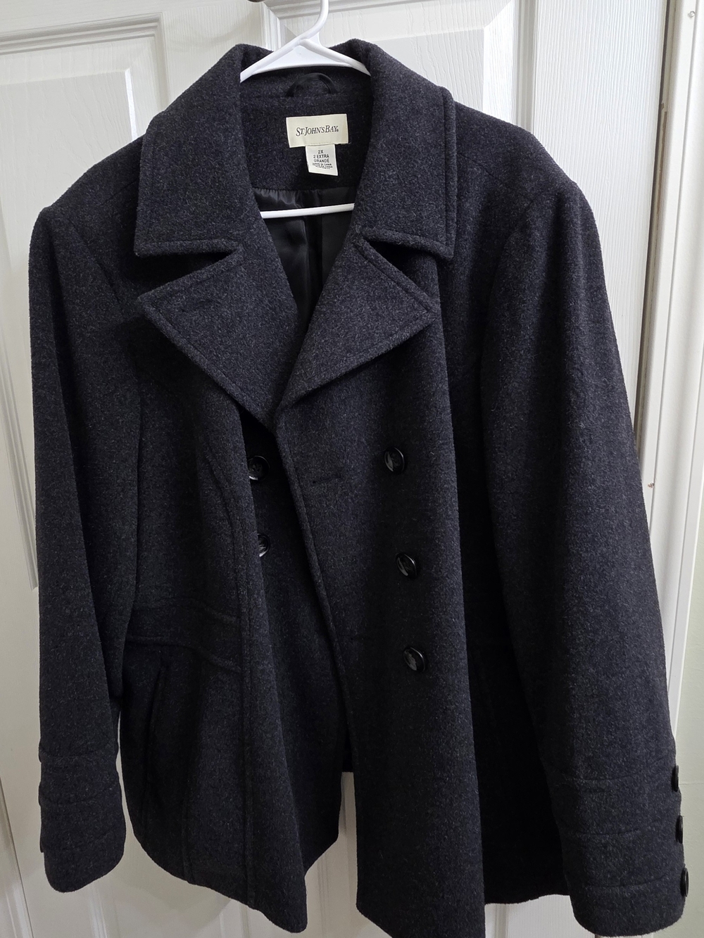 St. John's Bay Women's Charcoal Peacoat